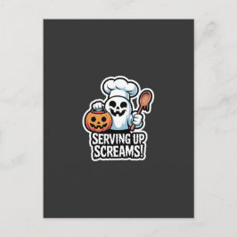 Chef Boo – Spooky Cute Halloween Ghost Spoon インビテーションポストカード