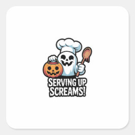 Chef Boo – Spooky Cute Halloween Ghost Spoon スクエアシール