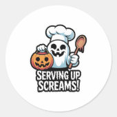 Chef Boo – Spooky Cute Halloween Ghost Spoon ラウンドシール (正面)