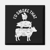 Chef Butcher Bbq I'd Smoke That Pork Beef Funny Fa マグネット (正面)