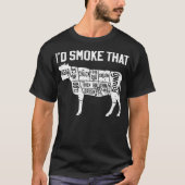 Chef Butcher Cook BBQ Id Smoke That Cow Beef dinos Tシャツ (正面)