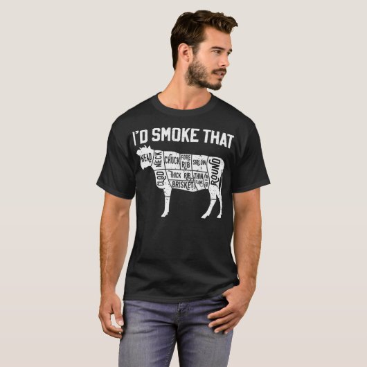 Chef Butcher Cook BBQ Id Smoke That Cow Beef dinos Tシャツ (正面フル)