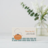 Chef/Caterer名刺-オレンジ料理ポット 名刺 (スタンド正面)