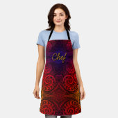 Chef Cooking in Color Doodle Apron エプロン (着用した状態)