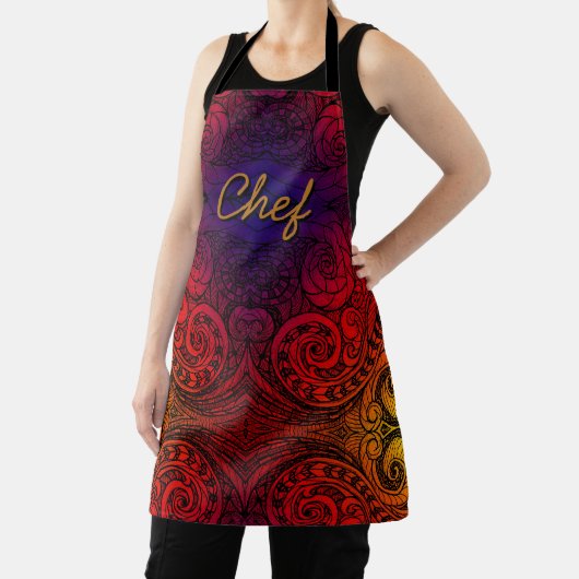 Chef Cooking in Color Doodle Apron エプロン (インサイチュ)