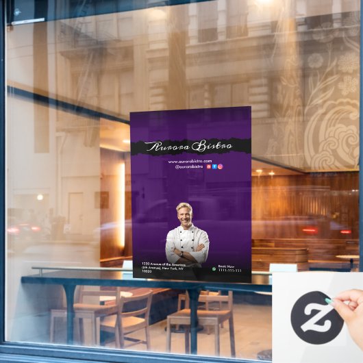  Chef Dark Violet with Black Shadows ウィンドウサイン (カフェ窓)