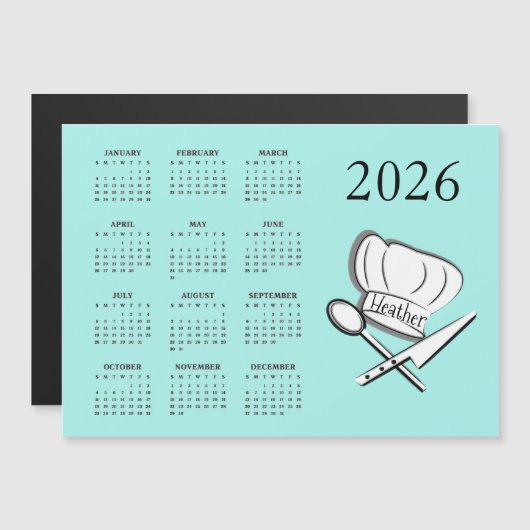 Chef Design 2026 Calendar Magnetic Card (正面/裏面)