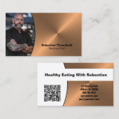 Chef Faux Copper Professional Photo QR Code  名刺 (正面/裏面)