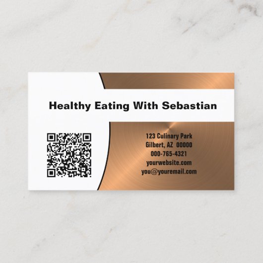 Chef Faux Copper Professional Photo QR Code  名刺 (裏面)