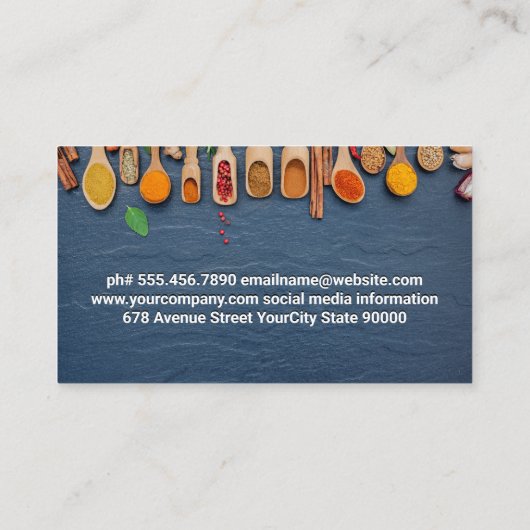 Chef Hat and Kitchen Tools | Cooking Spices 名刺 (裏面)