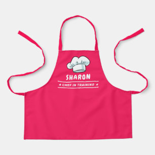 Chef in Training Chef Hat Logo 子供へ Pinkガーリー エプロン
