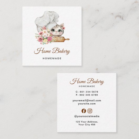 Chef Kitten Bakery スクエア名刺 (正面/裏面)