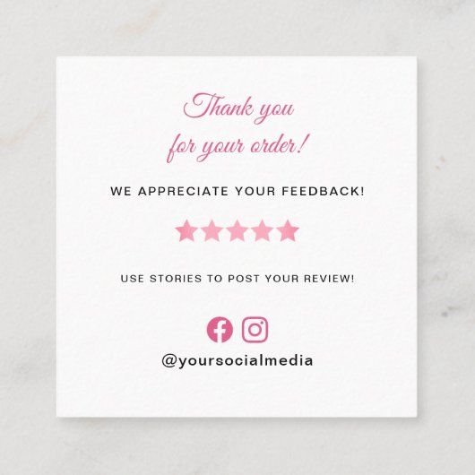 Chef Kitten Bakery Thank you スクエア名刺 (裏面)