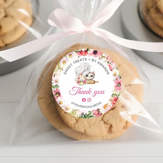 Chef Kitten Bakery Thank you ラウンドシール