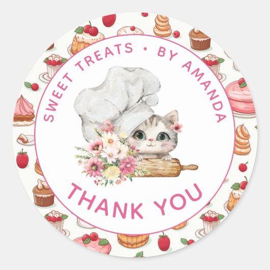 Chef Kitten Bakery Thank you ラウンドシール (正面)