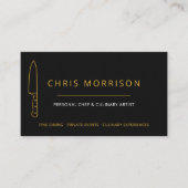 Chef Knife Personal Chef Catering Gold Black 名刺 (正面)