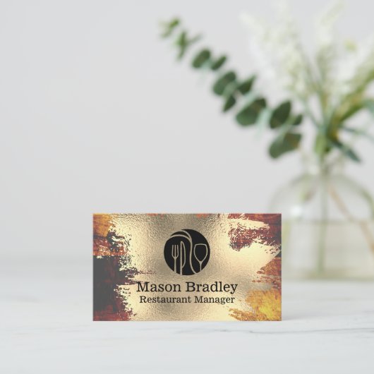 Chef Logo | Gold Foil | Silverware Logo 名刺 (スタンド正面)