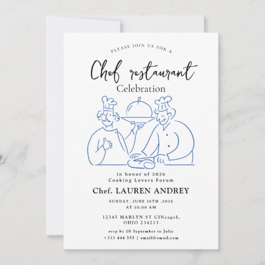 Chef Restaurant Celebration Invitation 招待状 (正面)