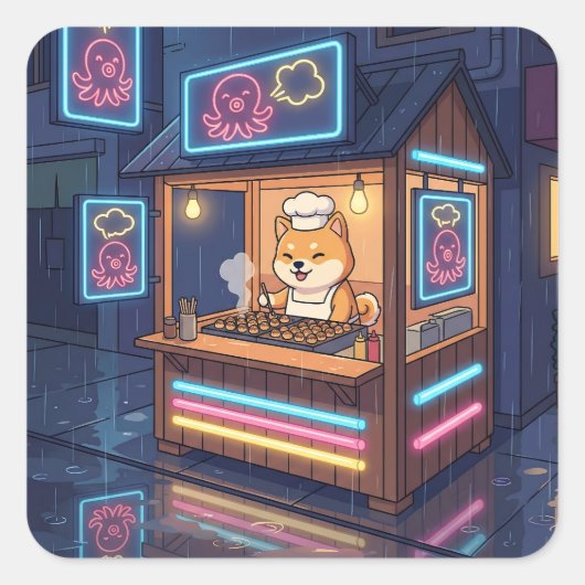 Chef Shiba's Neon Takoyaki Stand スクエアシール (正面)