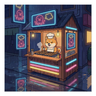 Chef Shiba's Neon Takoyaki Stand ポスター