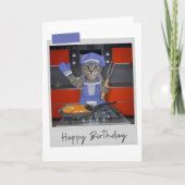 Chef Tabby Cat Funny Birthday Card カード (正面)