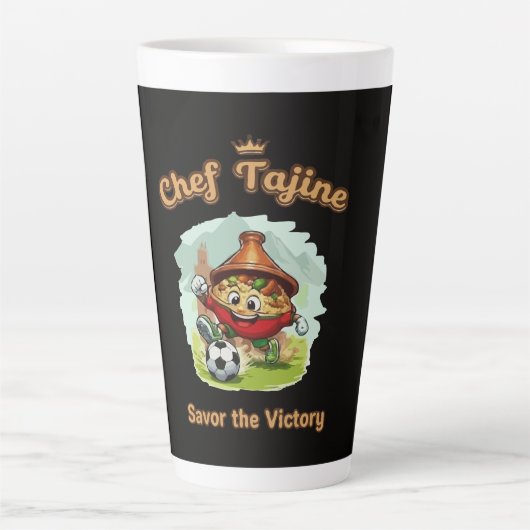 Chef Tajine Soccer Mascot – Funny Moroccan Food カフェラテマグ (正面)