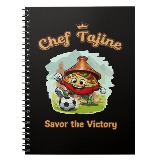 Chef Tajine Soccer Mascot – Funny Moroccan Food ノートブック (正面)