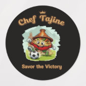 Chef Tajine Soccer Mascot – Funny Moroccan Food ラベル (デザイン2)