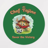 Chef Tajine Soccer Mascot – Funny Moroccan Food ラベル (デザイン1)