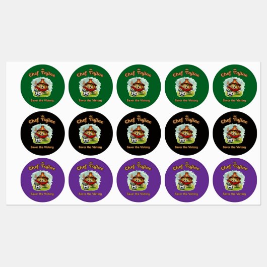 Chef Tajine Soccer Mascot – Funny Moroccan Food ラベル (シート)