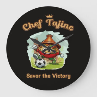 Chef Tajine Soccer Mascot – Funny Moroccan Food ラージ壁時計