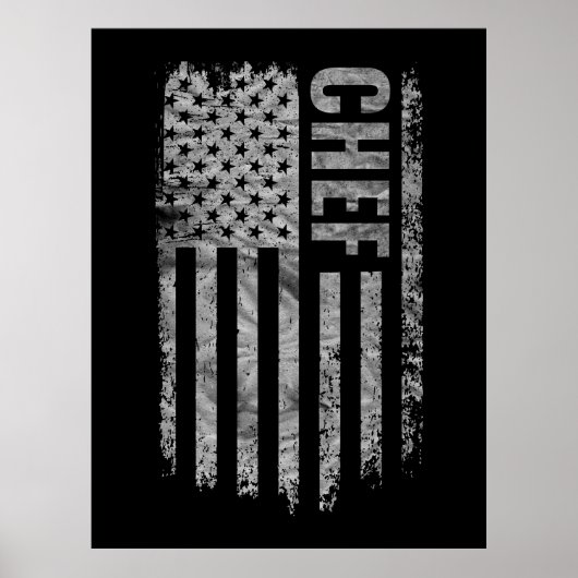 Chef USA Flag Distressed design ポスター (正面)