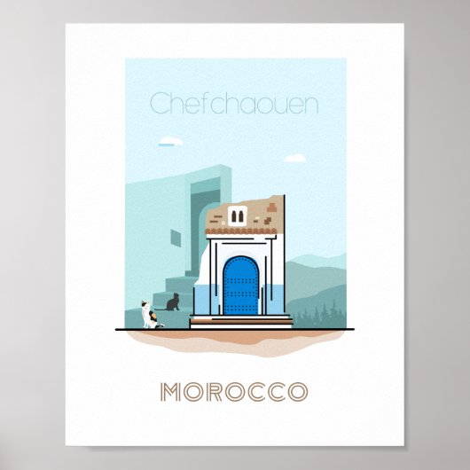 Chefchaouen city travel poster – モロッコ旅行 ポスター (正面)