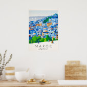 Chefchaouen, la Perle Bleue du Maroc ポスター (キッチン)