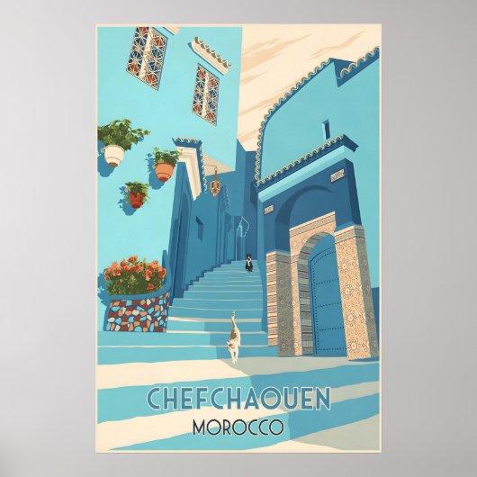 Chefchaouen Morocco Travel Poster ポスター (正面)
