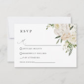 CHELSEA Watercolor White Blooms Wedding  出欠カード (正面)
