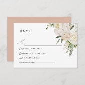 CHELSEA Watercolor White Blooms Wedding  出欠カード (正面/裏面)