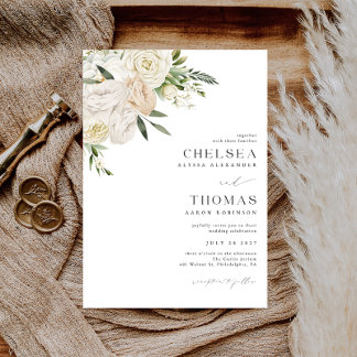 CHELSEA Watercolor White Blooms Wedding Invitation 招待状