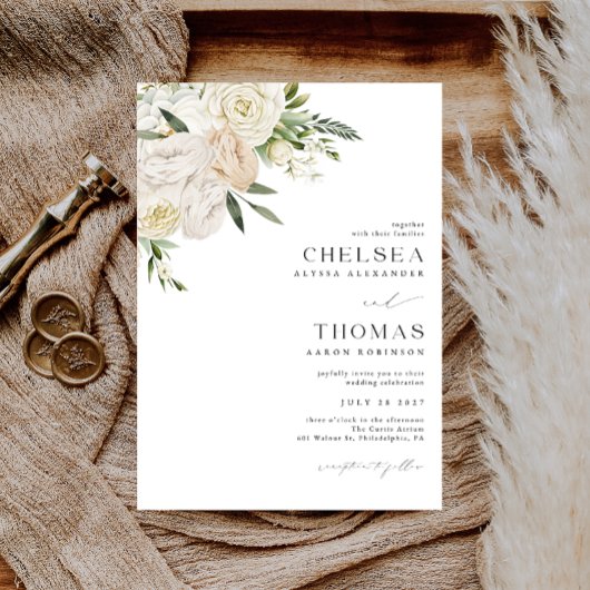 CHELSEA Watercolor White Blooms Wedding Invitation 招待状