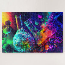 Chemistry abstract bright flask liquid