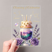 Chemistry Birthday Celebration Flask and Floral Ca アクリル招待状 (インサイチュ (ポータブル))