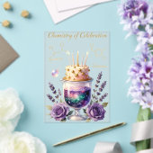 Chemistry Birthday Celebration Flask and Floral Ca アクリル招待状 (インサイチュ (ウェディング))