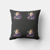 Chemistry Birthday Celebration Flask and Floral Ca クッション (裏面)