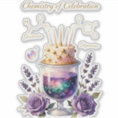 Chemistry Birthday Celebration Flask and Floral Ca シール (正面)