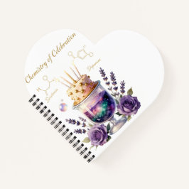 Chemistry Birthday Celebration Flask and Floral Ca ノートブック
