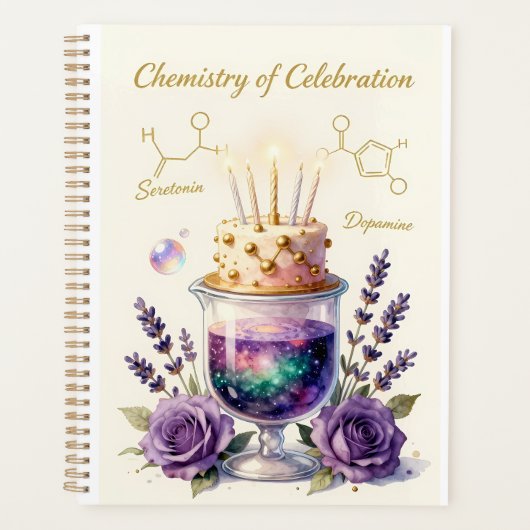 Chemistry Birthday Celebration Flask and Floral Ca プランナー手帳 (正面)