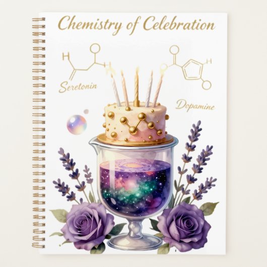 Chemistry Birthday Celebration Flask and Floral Ca プランナー手帳 (正面)
