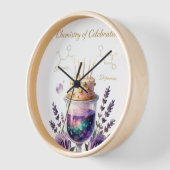 Chemistry Birthday Celebration Flask and Floral Ca 壁時計 (傾斜)