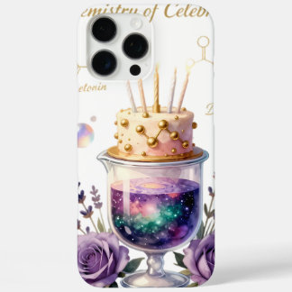 Chemistry Birthday Celebration Flask and Floral Ca iPhone 16 Pro Maxケース