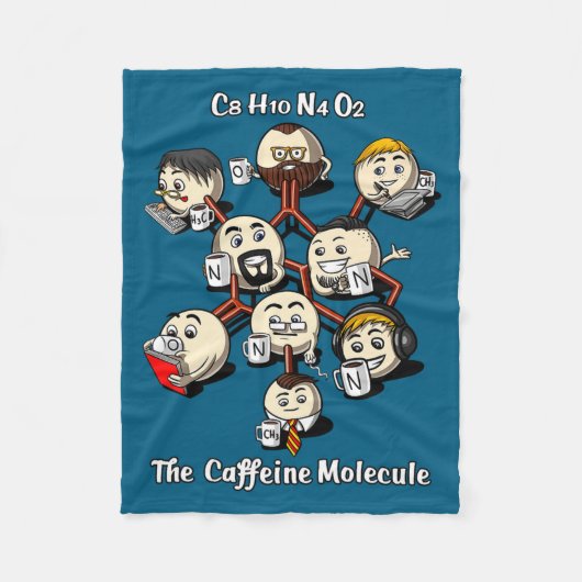 Chemistry Caffeine Molecule Funny Science Geek Cof フリースブランケット (正面)